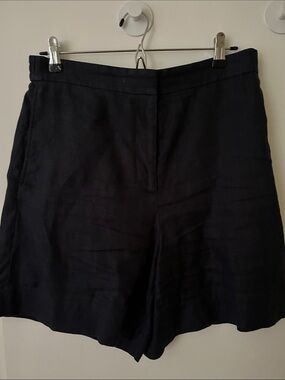 COS Navy Linen High-Rise Shorts EUR 38